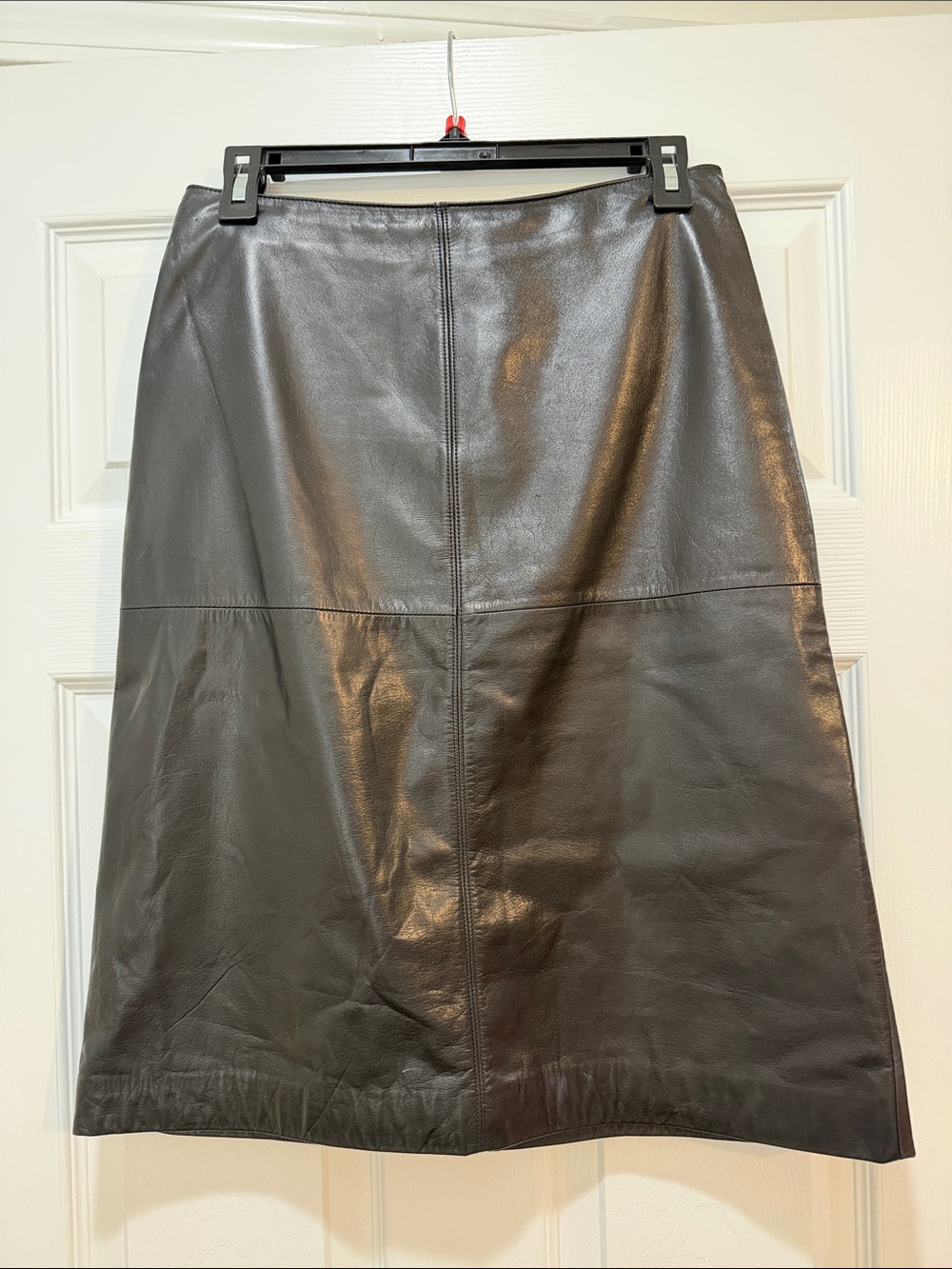Ann Taylor Black Leather A-Line Skirt